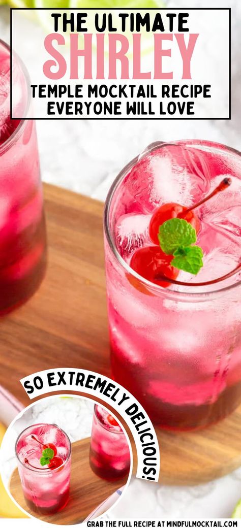 Shirley Temple Mocktail, Shirley Temple Recipe, Mocktail Drink, Shirley Temple Drink, Easy Mocktails, Best Non Alcoholic Drinks, Sparkling Grape Juice, Bachelorette Cocktails, Bar Trailer