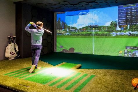 Step by step #DIY instructions showing you how you can build a home #golf simulator for under $2,000. Home Golf Simulator, Indoor Golf Simulator, Golf Simulator Room, Golf Room, Indoor Golf, Golf Net, Golf Diy, Golf Simulator, Golf Simulators