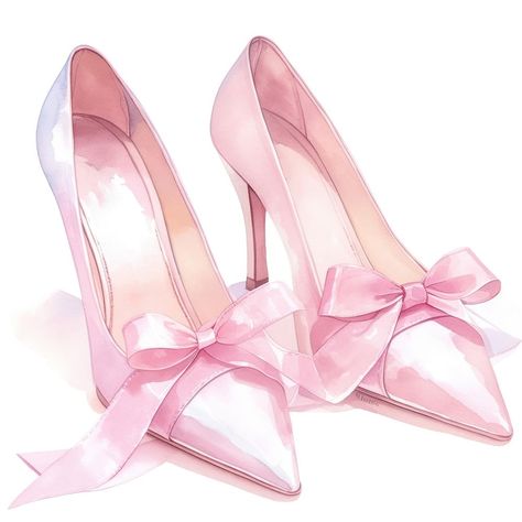 Pink High Heels Aesthetic, High Heel Aesthetic, Coquette Mirror, Coquette Heels, Watercolor Shoes, Coquette Tattoo, Mirror Background, Pink Bow Png, High Heels Aesthetic