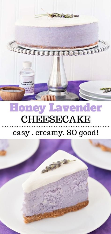 Baking Recipes Lavender, Lavender Lemon Cheesecake, Baking With Lavender Syrup, Recipes Using Creamed Honey, Lavender Cooking Recipes, Lavender Savory Recipes, Lemon Lavender Cheesecake, Blackberry Lavender Cheesecake, Baking With Lavender