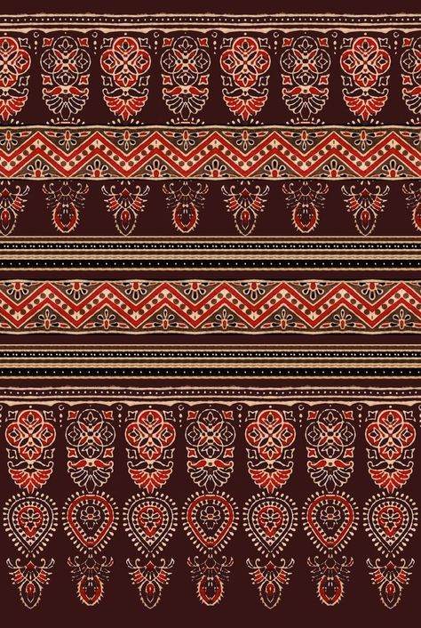 Ajrakh Butta, Ajrakh Design, Ajrakh Border, Ethnic Print Pattern, African Batik Fabric, African Pattern Design, Ajrakh Prints, Bagru Print, Paisley Art