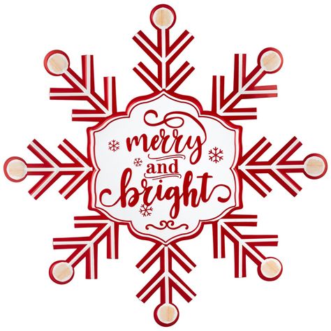 Transform your home into a winter wonderland with our snowflake decoration. Adorned with the joyful messages "Merry & Bright" this sign radiates holiday cheer. The embossed metal design is sturdy and will last for seasons to come. Add to your collection and always have the spirit of the season. Product Features: holiday snowflake wall sign Embossed sign reads "Merry & Bright" Comes ready to hang with a sawtooth hanger For indoor use only Dimensions: 15.75" high x 15.75" wide Material(s): metal/jute Snowflake Wall, Snowflake Decoration, Lighted Wreaths, Rustic Holiday Decor, Christmas Tree Accessories, Holiday Snowflakes, Snowflake Shape, Embossed Metal, Christmas Fonts