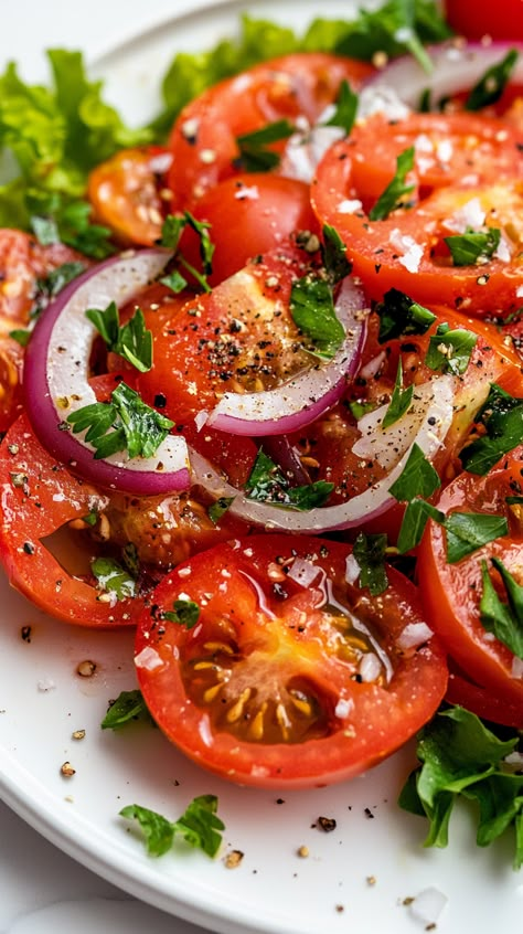 Tomato Salad Blue Zone Diet, Healthy Mediterranean Recipes, Pomegranate Syrup, Zone Diet, The Mediterranean Diet, Food Rules, Favorite Recipes Dinner, Best Salad Recipes, White Onion