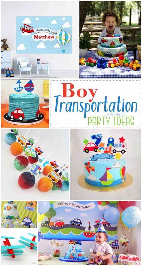 Vehicle Party Theme, Vehicles Birthday Theme, Transportation Party Decorations, Vehicle Themed Birthday Party, Transportation Theme Birthday Party, Transportation Birthday Party Ideas, Transportation Birthday Theme, Ideas Food Party, Vehicles Party