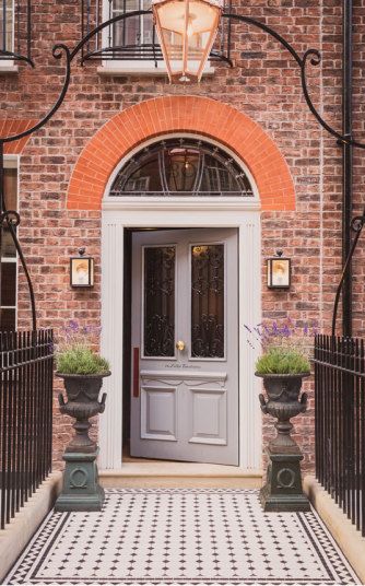 Inside Marylebone's newest townhouse hotel, where imaginative cocktails meet Sir John Soane style Tile Pathway, London Doors, Porch Tiles, Zetter Townhouse, Victorian Front Doors, Georgian Doors, Marylebone London, Victorian Door, Hotel Door