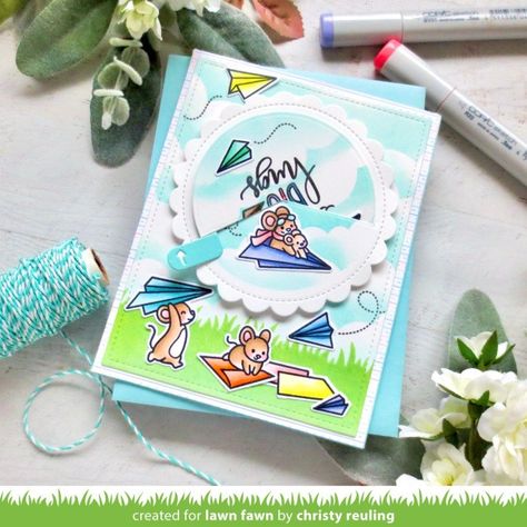 Give It A Whirl Cards, Lawn Fawn Blog, Ahoy Matey, Slider Cards, Cute Donuts, Spring Birthday, Giveaway Winner, Paper Airplanes, Cute Mouse