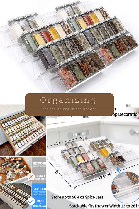 Countertop Organizing, Spice Rack Tray, Spice Drawer Organizer, Seasoning Organizer, Organizing Tools, Kitchen Spice Rack, Spice Organization Drawer, Kitchen Spice Racks, Organizer Kitchen