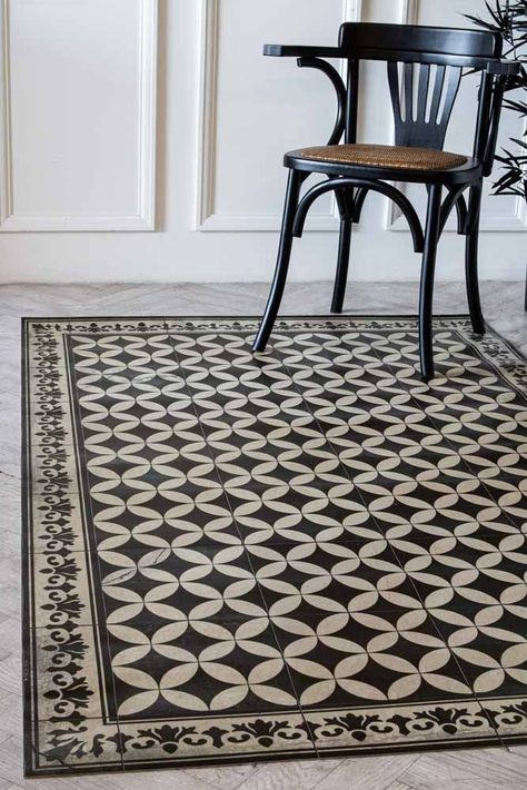 Sofi Antique Vintage Tile Effect Beija Vinyl Floor Rug | Rockett St George Vinyl Floor Rug, Victorian Home Ideas, Victorian Floor Tiles, Small Toilet Room, Victorian Floor, English Interior, Tin Tiles, Rockett St George, Vinyl Rug