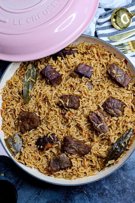 East African Pilau Rice - Cooking With Claudy Pan Seared Snapper, African Spinach, Golden Corral Recipes, Pilau Rice Recipe, Cameroonian Food, Salmon Sushi Recipes, African Rice, Jamaican Oxtail, Lamb Chops Recipe