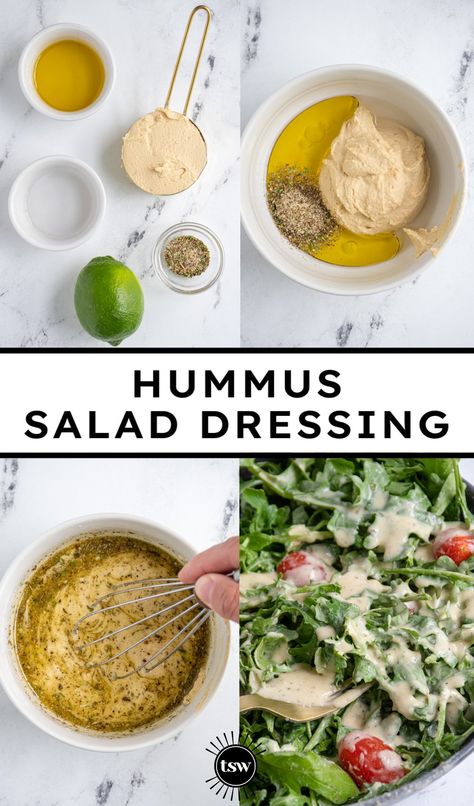 Humus Vinegarette, Salad With Hummus Dressing, Creamy Mediterranean Salad Dressing, Easy Vegan Salad Dressing, Hummus Vinaigrette Dressing, Hummus Dressing Recipe, Healthy Salad Dressing Homemade, Low Cal Salad Dressing, Alkaline Salad Dressing