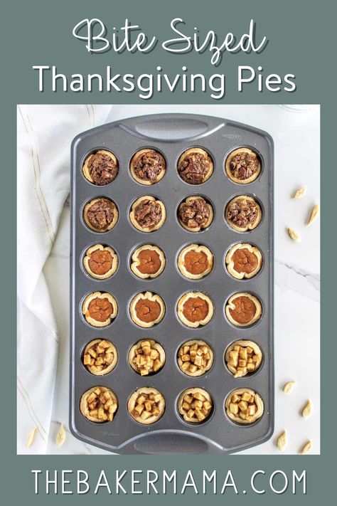 Mini Pumpkin Pie Bites, Mini Pie Bites, Mini Thanksgiving Pie, Mini Pie Bar, Bite Size Pies, Pumpkin Pie Bites, Pie Table, Mini Thanksgiving, Thanksgiving Dessert Table