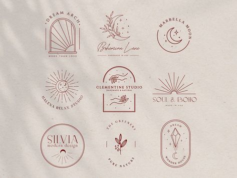 9 Editable Boho Logo Designs, Bohemian Custom Logo Design, DIY Logo Template, Customisable Logo, Small Business Logo, Vintage Logo, Templett Retro Monogram, Bohemian Logo, Boho Logo Design, Logo Design Agency, Chic Logo, Business Fonts, Diy Logo, Logo Design Diy, Boho Logo