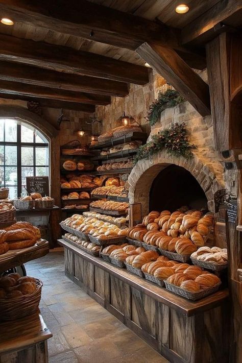 Vintage Bakery Shop, French Bakery Exterior, Bakery Owner Aesthetic, Pastry Shop Aesthetic, Old Fashioned Bakery, Vintage Bakery Aesthetic, Bakery Workshop, Old Bakery, Rustic Bakery