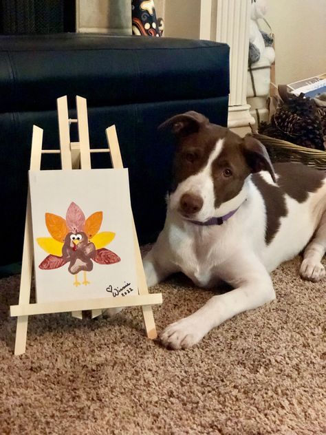 Paint With Dog Paws, Dog Paw Print Turkey, Thanksgiving Dog Paw Art, Paintings To Do With Your Dog, Dog Halloween Arts And Crafts, Dog Paw Print Craft Halloween, Paw Print Painting Ideas On Canvas, Art For Dogs To Do, Thanksgiving Dog Crafts