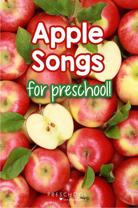 Apple songs for preschool are so fun for kids to sing, especially in the fall! They’re a perfect addition to a preschool apple theme and chances are, your kids already know quite a few of them. Apple Tree Songs For Preschool, Songs About Apples For Preschoolers, Apple Music And Movement Preschool, Apple Songs For Preschool Circle Time, Apple Songs Preschool, Preschool Apple Songs, September Preschool Songs, Circle Time Apple Activities, Fall Apple Preschool Activities