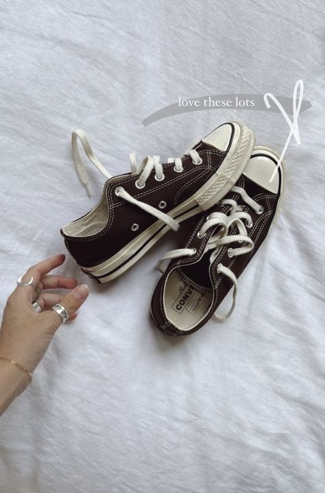 Brown converse from SSense Tan Converse Outfit, Brown Converse Aesthetic, Brown Converse Outfit, Tan Converse, Brown Converse, Converse Aesthetic, Girls Converse, Outfits With Converse, Shoe Inspo