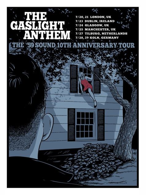 Arts Inspirations, The Gaslight Anthem, Brian Fallon, Concert Flyers, Soul Asylum, Gaslight Anthem, French Illustration, Samhain Halloween, Poster Inspiration