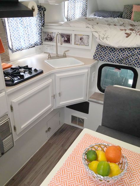 Ever want to redo your older #camper?  Here are 4 complete camper interior makeovers! #campermakeover #camperrenovation #LanceCamper Van Transformation, Cabover Camper, Lance Campers, Slide In Truck Campers, Dream Camper, Small Camper, Ceiling Paint, Slide In Camper, Truck Bed Camper