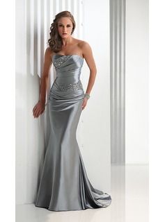 Silver Prom Dress, Silver Evening Dress, Black Bridesmaid, Ruffle Beading, Strapless Evening Dress, Satin Evening Dresses, Chanel Couture, Evening Gowns Elegant, Gray Weddings