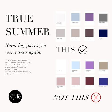 Curate Your Style True Summer, True Summer Outfits Casual, Light Summer Pallette Outfits, Curate Your Style, Hair For Cool Summer, True Summer Color Palette Outfits Capsule Wardrobe, True Summer Neutrals, True Summer Outfit Ideas, True Summer Vs Soft Summer