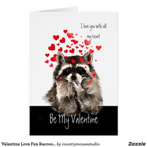 Valentine Love Fun Raccoon Blowing Kisses Card Punny Valentines, Funny Valentines Cards, Blowing Kisses, Husband Valentine, Valentine Love, Holiday Invitations, Cute Cartoon Animals, Racoon, Happy Valentine's Day