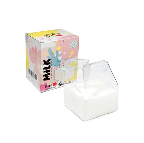 Glass Milk Carton Creamer Pitcher Cute Clear Kawaii Milk Carton Cup Mini Creamer Pitcher Container 12 Oz, 1Pcs Glass Milk Carton, Kawaii Milk Carton, Paper Mate Flair, Cute Milk, Corrugated Packaging, Refrigerator Temperature, Coffee Box, Cream Pitcher, Mini Milk