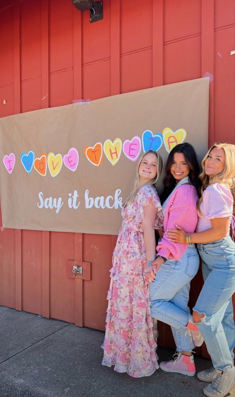 Meet The Sisters Sorority, Sorority Brunch Ideas, Valentines Day Sisterhood Sorority, Sorority Bid Day Banner, Sisterhood Retreat Banner, Bid Day Signs For New Members, Sisterhood Bonding Activities Sorority, Sorority Family Tree, Sorority Homecoming Banners