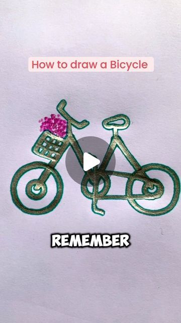 Paper Craft Ideas on Instagram: "Learn how to draw a bicycle step-by-step with this easy guide! 🚲✏️ In this video, we'll take you through each stage of drawing a bicycle, from sketching the basic frame to adding wheels, handlebars, and other details. Perfect for beginners and art enthusiasts, this tutorial will help you create a detailed and realistic bicycle drawing. Follow along and enhance your drawing skills with this fun and educational activity" Learn How To Draw Step By Step, How To Draw A Bicycle, Draw A Bicycle, Bicycle Instagram, Sketches For Kids, Some Easy Drawings, Kids Drawing Ideas, Bicycle Drawing, Drawing Ideas For Kids