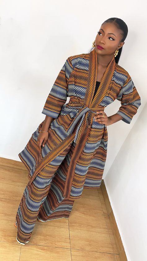 Excited to share this item from my #etsy shop: Nude Brown Ankara Kimono and Trouser with Belt, Brown Ankara Top and Pants, African Kimono and Straight Pants, Ankara top and Palazzo Pants #africanwinteroutfits #ankaraduster #Nudeafricanprint #organiccotton #africankimono Ankara Kimono And Palazzo Outfit, Ankara Kimono And Trouser, Kimono Jacket And Palazzo Trouser, Palazzo Pants And Kimono Outfit, Winter Ankara Outfits, Ankara Pallazo Pants Outfit Ideas, Ankara Kimono Jacket And Trouser, Kimono And Palazzo Outfit, Ankara Palazzo Pants And Top