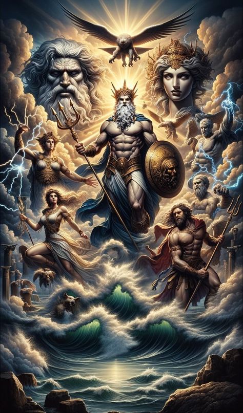 Zeus God, Old Gods, Ancient Sumerian, Warrior Concept Art, Greek Mythology Tattoos, Trippy Visuals, Norse Tattoo, Mythology Tattoos, Tattoo Graphic