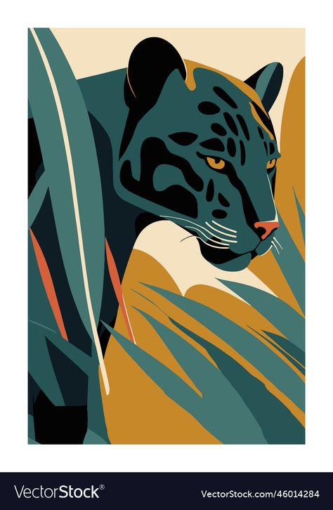 Black Panther Painting Easy, Vector Illustration Design Graphics, Black Panther Illustration, Black Panther Painting, Panther Artwork, Jaguar Illustration, Panther Illustration, Panther Painting, Leopard Illustration