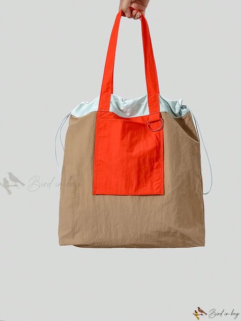 Bird in Bag - Stylish Designer Panelled Shoulder Bags: Fashionable Drawstring Tote with Large Capacity and Chic Shopper Purses for Women Canvas Bag Design, Big Handbags, Casual Tote Bag, Purses For Women, Barrel Bag, Patchwork Bags, Chic Bags, Eco Bag, Linen Bag