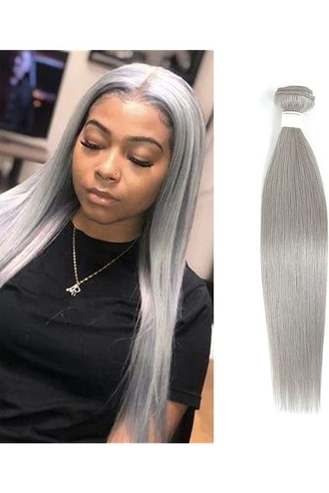 Brazilian Straight Grey Hair Bundle (18inch,1PC) 100% Human Hair Weave Bundles 9A Remy Human Hair Weft Extension For Women Straight Grey Hair, Sew In, Hairstyles Ideas, Hair Weave, Hair Weft, Grey Hair, Remy Human Hair, Hair Bundles, 100 Human Hair