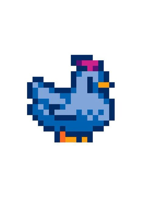 Pixel Animals, Perler Pattern, Chicken Cross Stitch, Blue Chicken, Piskel Art, Pixel Art Templates, 8bit Art, Cool Pixel Art, Pixel Art Characters