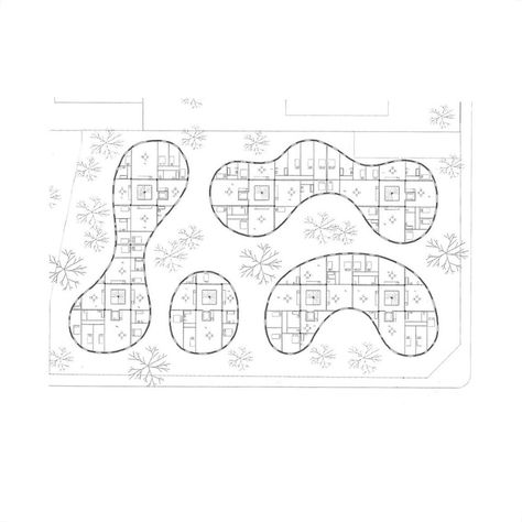 Sanaa Drawings Architecture, Organic Floor Plan, Sanna Architecture, Saana Architects, Sanaa Architecture, Flat Plan, Form Architecture, Pavilion Plans, Collective Housing