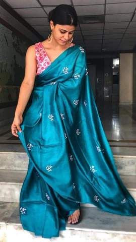 Chakori Ethnic, Latest Silk Sarees, Tussar Saree, Jewel Design, Cotton Saree Blouse Designs, Saree Embroidery, Linen Sarees, Embroidery Saree, Elegant Saree