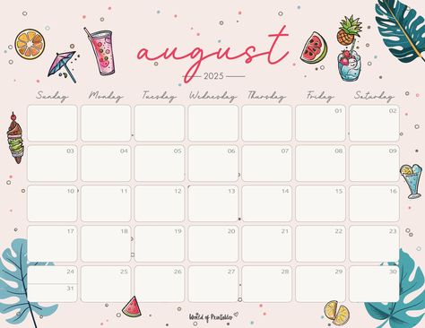 August 2025 Calendar, Inspirational Quotes Calendar, Calender Printables, Framed Calendar, Free Printable Calendar Templates, Memo Pad Design, 10 Mayo, August Calendar, Cool Calendars