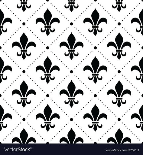 French Damask background - Fleur de lis pattern Vector Image Medieval Design, Motif Art Deco, French Culture, Cloth Napkin, Craft Lovers, Craft Organization, Arts And Crafts Projects, Black Pattern, Design Floral