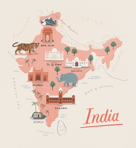 India Map Illustration Art, Asia Map Illustration, India Map Illustration, Map Art Illustration, Maps Illustration Design, India Pic, Indian Map, India Illustration, Wallpaper Business