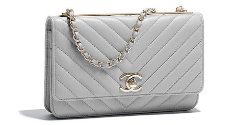 Chanel-Chevron-Trendy-CC-WOC-12 Chanel Trendy Cc Bag, Chanel Chevron Bag, Chanel Classic Wallet On Chain, Chanel Chain Wallet, Chanel Chevron, Chanel Gabrielle Clutch With Chain, Grey Chevron, Chanel 2, Diamond Quilt