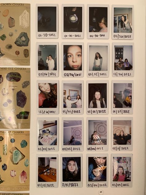 College Apartment Polaroid Wall, Sentimental Room Decor, Polaroid On The Wall, Polaroid Guest Wall, Guest Polaroid Wall, Wall Of Polaroids, Cute Ways To Display Polaroids, Bedroom Polaroid Wall, Photo Wall Above Bed