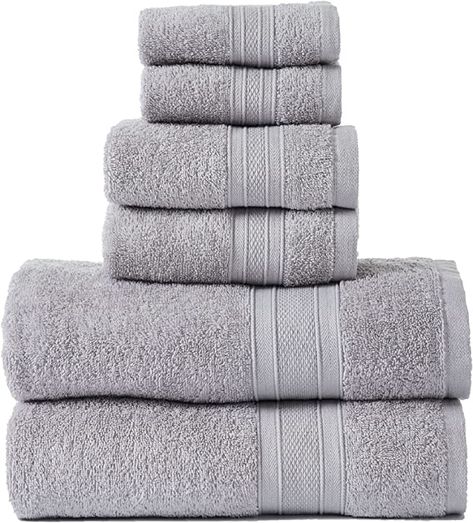 Light Grey Bathrooms, Large Bath Towels, Grey Bath Towels, Towels For Bathroom, Large Bath, Towel Sets, Gray Towels, Plush Carpet, Dorm Room Essentials