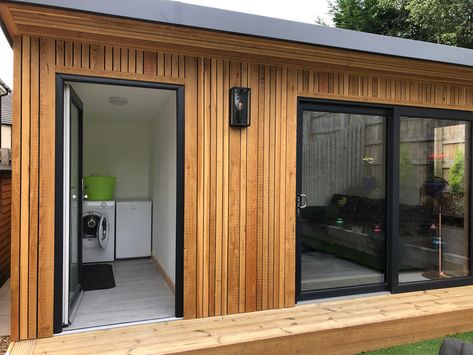 Garden Room With Utility Room | Case Studies | Outside In Fifi Mcgee, Homemade Yeast, Contemporary Garden Rooms, Insulated Garden Room, Garden Room Ideas, Larch Cladding, Timber Frame Building, Garden Cabins, Garden Home Office