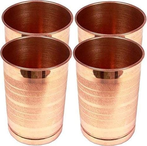 Amazon.com | ROYAL SAPPHIRE Pure Copper Glass for Drinking Water | Tumbler Set Of 4| Copper Cup Set for Ayurveda Health Benefits (11.8 Oz approx): Mixed Drinkware Sets Copper Tumblers, Copper Cup, Moroccan Interior Design, Copper Water Bottle, Storing Water, Copper Cups, Drinkware Sets, Glass Beer Mugs, Water Tumbler