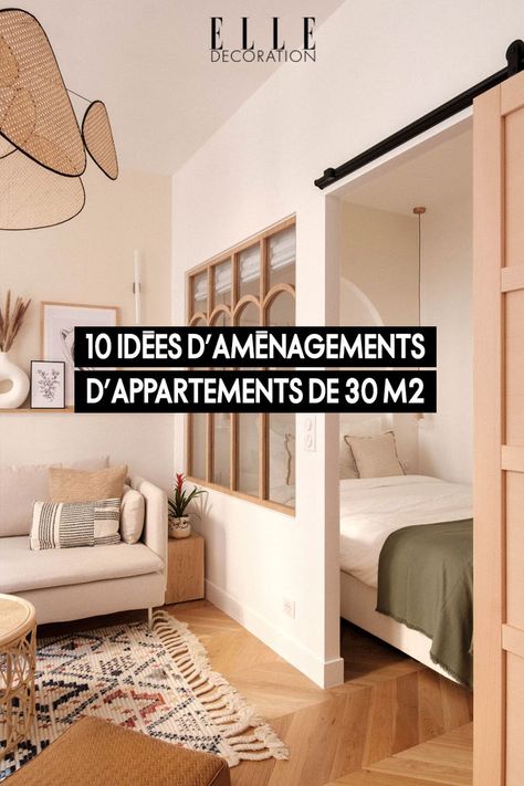 Votre logement mesure 30 m² ? L’aménagement, la décoration, le choix des meubles, tout doit être pensé pour maximiser au mieux chaque mètre carré. Voici quelques idées pour vous inspirer dans votre petit appartement. 30m2 Apartment Interior Design, Cosy Studio Apartment Ideas, Narrow House Interior, 30sqm Apartment, Tiny House Interior Design, Small Apartment Interior, Apartment Floor Plan, Deco Studio, Apartment Plans