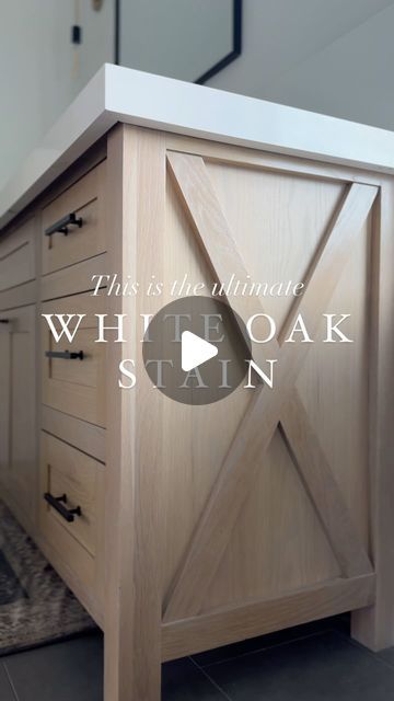 Ashley Chapman on Instagram: "I’M SHARING the ultimate custom white oak stain formula!

Let me save you a lot of time and guess work. 

🗣️Comment STAIN, and I will send you the formula specifics and the can label to my custom white oak stain.

When we were building, my initial plan was to simply put a clear coat on our white oak to maintain the closest natural look as possible. I quickly learned that it doesn’t work that way and a clear topcoat alone makes the wood look yellow. After months of sampling and testing dozens of different stains and formulas, we finally got this custom stain just right.

I first shared my custom white oak stain back in 2021. Since then, hundreds of people have used this stain and given me feedback that it worked perfectly for them as well. If you are looking f White Washed Wood Cabinets, Stain Pine To Look Like White Oak, How To Stain Pine To Look Like White Oak, White Oak Stain Formula, White Stained Kitchen Cabinets, White Oak Stained Cabinets, White Oak Stain Colors, White Oak Cabinet Stain Colors, White Oak Kitchens