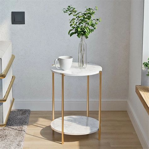 Everly Quinn Cassity End Table with Storage & Reviews | Wayfair Marble Coffee Table Living Room, Round Bedside, Bedside Table Round, Tall End Tables, Bedside Tables Nightstands, Table Bedside, Table Nightstand, Side Coffee Table, Table Sofa