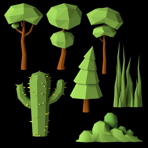 Low Poly Trees, Kids Characters, Green Png, Roblox Cake, 3d Tree, 3d Png, Simple Tree, Png Stickers, 3d Landscape