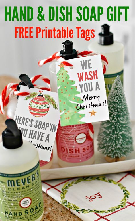 DIY Hostess Gift (Holiday Soaps with Free Printable Tags) | Hip2Save Christmas Soap Gift, Diy Gifts For Christmas, Diy Hostess Gifts, Hand Soap Gift, Christmas Hostess Gifts, Christmas Hostess, Holiday Soap, Christmas Neighbor, Holiday Hostess Gifts