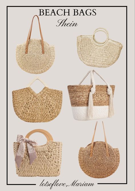 Beach bag Elegant Beach Bag, Bags From Shein, Beach Bags Totes, Sea Vibes, Y2k Handbag, Sea Bags, Straw Beach Bag, Holiday Bag, Handmade Handbags